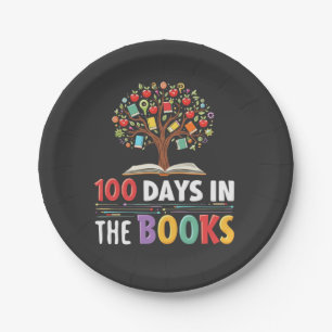 100 Days in the Books Days Of School Book Teacher Paper Plate