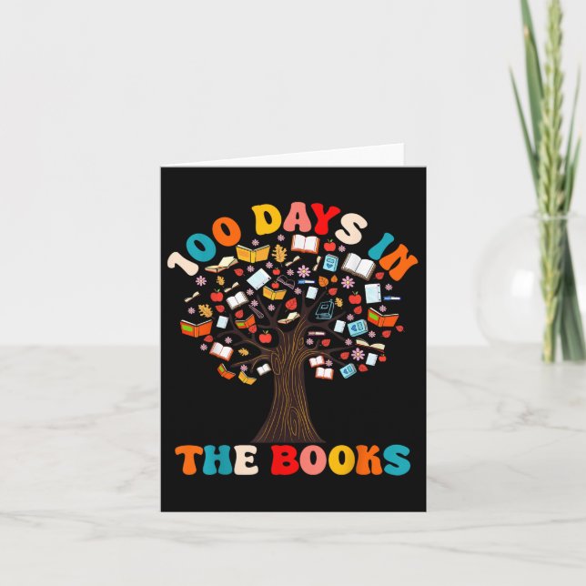 100 Days In The Books Reading Teacher 100th Day Card (Front)