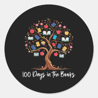100 Days In The Books Reading Teacher 100th Day Classic Round Sticker