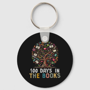 100 Days In The Books Reading Teacher 100th Day Of Keychain