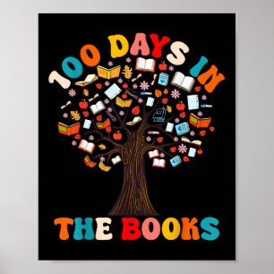 100 Days In The Books Reading Teacher 100th Day Poster