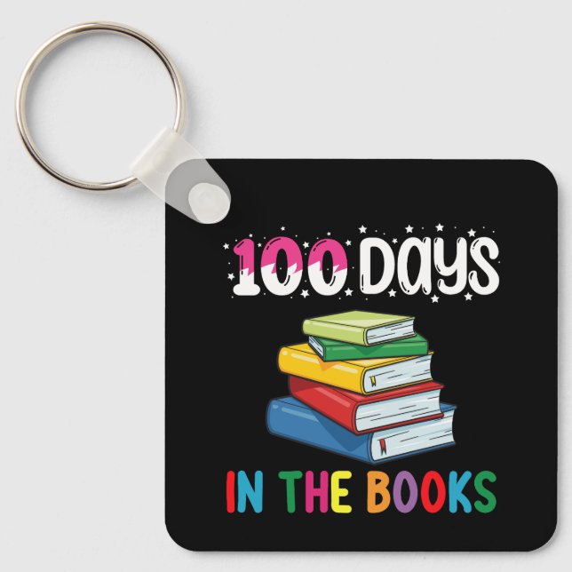 100 Days In The Books School Reading Librarian Keychain (Front)