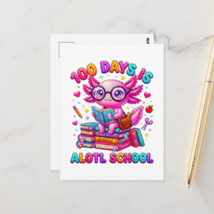 100 Days is Alotl School Axolotl Girls  Postcard