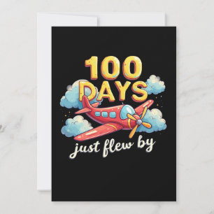 100 Days Just Flew By Airplane 100 days Of School Holiday Card