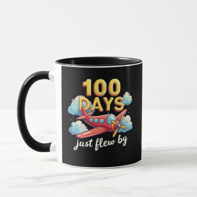 100 Days Just Flew By Airplane 100 days Of School  Mug (Left)