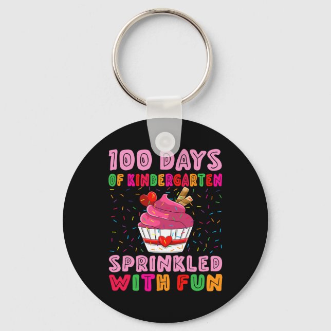 100 Days Kindergarten Sprinkled With Fun Cupcake G Keychain (Front)