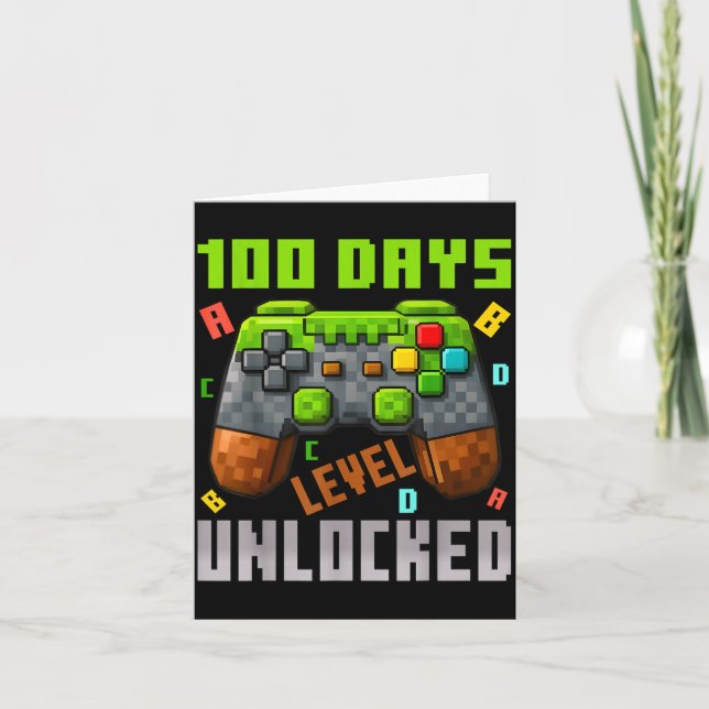 100 Days Level Unlocked Gaming 100 Days Of School  Card (Front)