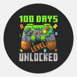 100 Days Level Unlocked Gaming 100 Days Of School Classic Round Sticker
