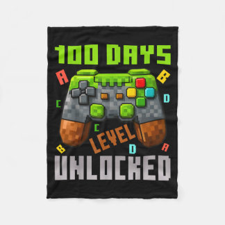 100 Days Level Unlocked Gaming 100 Days Of School  Fleece Blanket