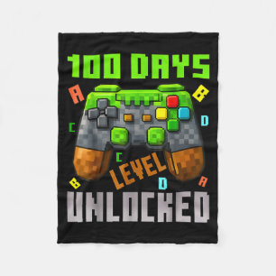 100 Days Level Unlocked Gaming 100 Days Of School  Fleece Blanket