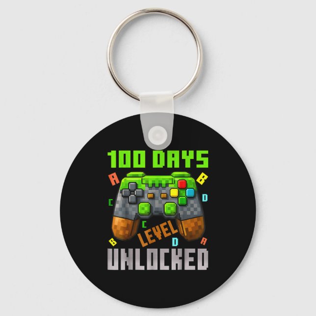 100 Days Level Unlocked Gaming 100 Days Of School  Keychain (Front)