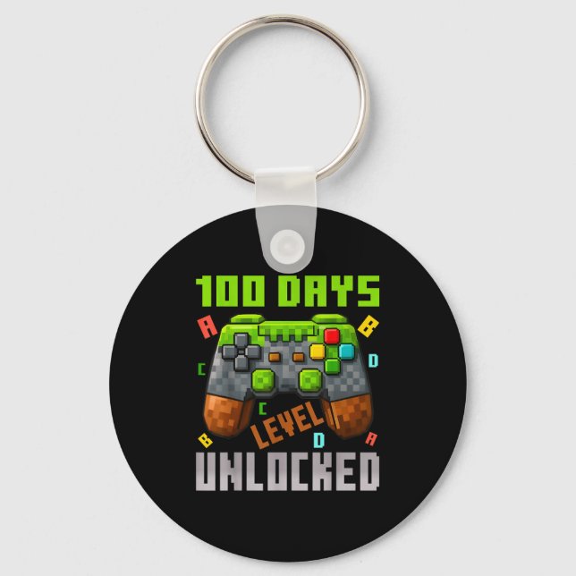 100 Days Level Unlocked Gaming 100 Days Of School  Keychain (Front)