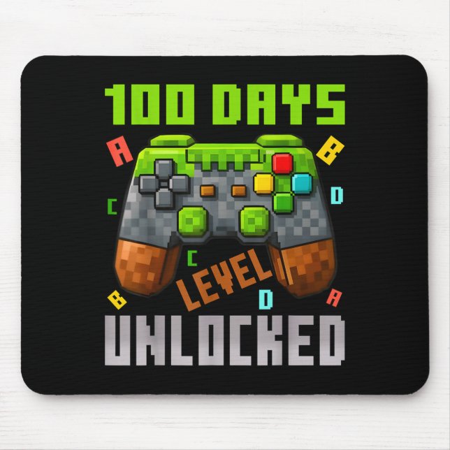 100 Days Level Unlocked Gaming 100 Days Of School  Mouse Pad (Front)