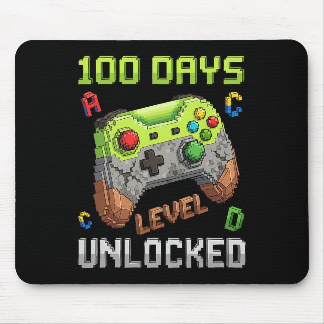 100 Days Level Unlocked Gaming 100 Days Of School  Mouse Pad (Front)