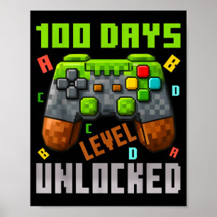 100 Days Level Unlocked Gaming 100 Days Of School Poster