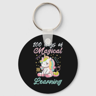 100 Days Magical Learning Unicorn 100th Day Girls Keychain