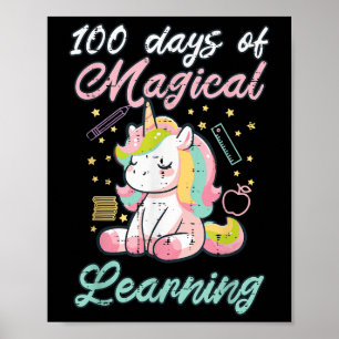 100 Days Magical Learning Unicorn 100th Day Girls Poster