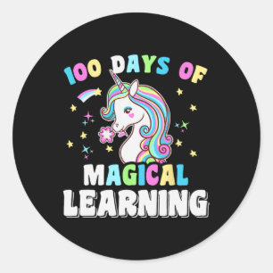 100 Days Magical Unicorn Kids Costume 100th Day Of Classic Round Sticker