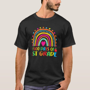 100 Days Of 1st Grade Leopard Rainbow 100th Day Of T-Shirt
