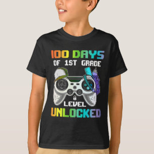 100 Days Of 1st Grade Level Unlocked Gamer Video G T-Shirt