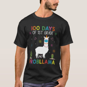 100 Days of 1st Grade No Probllama Llama Mask Quar T-Shirt