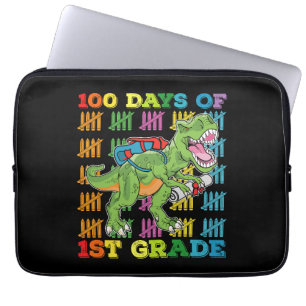 100 Days Of 1st Grade T Rex Dinosaur School Laptop Sleeve