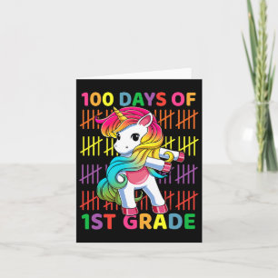 100 Days Of 1st Grade Unicorn Flossing 100th Day O Card