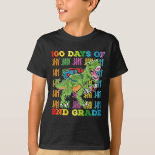 100 Days Of 2nd Grade T Rex Dinosaur School T-Shirt