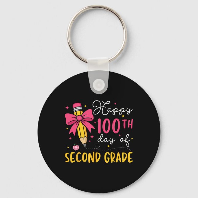 100 Days Of 2nd Second Grade 100th Day Of School T Keychain (Front)