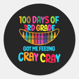 100 Days Of 3rd Grade Got Me Feeling Cray Cray Classic Round Sticker