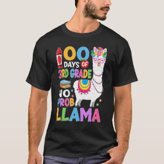 100 Days of 3rd Grade No Probllama 100th Day Girls T-Shirt