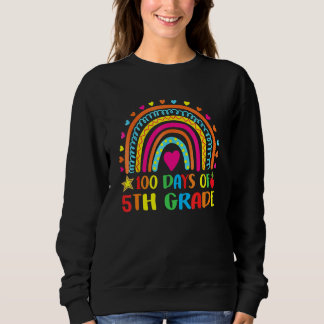 100 Days Of 5th Grade Leopard Rainbow 100th Day Of Sweatshirt