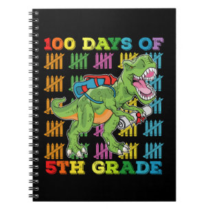 100 Days Of 5th Grade T Rex Dinosaur School Notebook