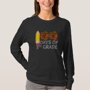 100 Days Of 5th Grade Tiger Print Happy 100th Day T-Shirt