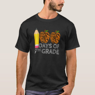 100 Days Of 5th Grade Tiger Print Happy 100th Day T-Shirt