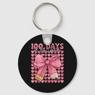 100 Days Of 6th Grade Girls Cute Bow 100th Day Of Keychain
