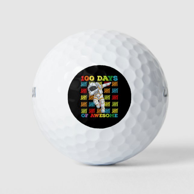100 Days Of Awesome Astronaut 100th Day Of School Golf Balls (Front)