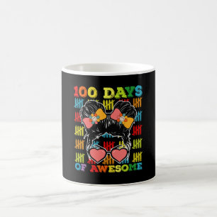 100 Days Of Awesome Messy Bun 100th Day Of School Coffee Mug