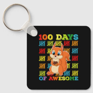 100 Days Of Awesome Squirrel 100th Day Of School Keychain