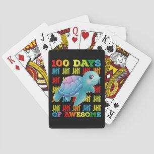 100 Days Of Awesome Turtle 100th Day Of School Playing Cards