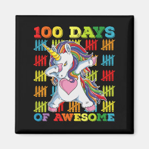 100 Days Of Awesome Unicorn 100th Day Of School Magnet