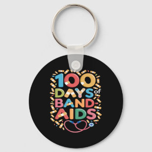 100 Days Of Band-aids - School Nurse 100 Days Of S Keychain