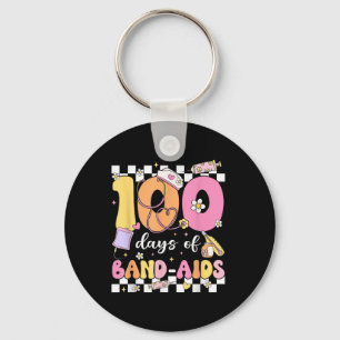 100 Days Of Band Aids School Nurse 100th Day Of Keychain