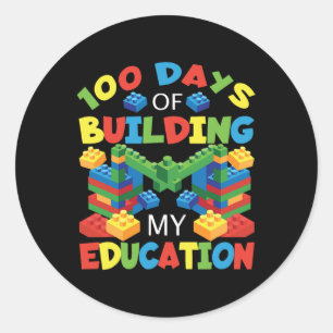 100 Days Of Building My Education - Construction B Classic Round Sticker