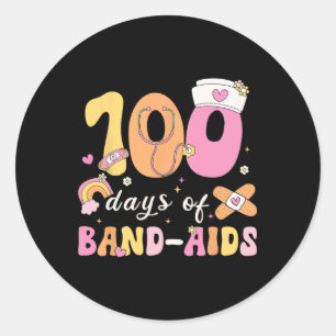 100 Days Of Bynd-aids School Nurse 100 Days Of Sch Classic Round Sticker