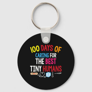 100 days of caring for the best tiny humans school keychain