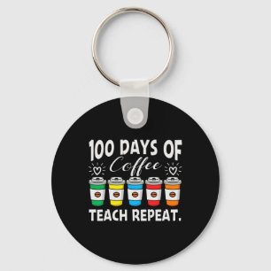 100 days of coffee amp; chaos 100th day school tea keychain