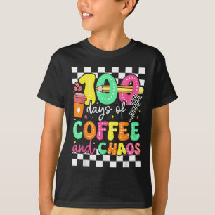 100 Days Of Coffee &amp; Chaos Teacher Retro 10 T-Shirt