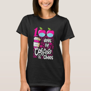 100 Days Of Coffee & Chaos Face Mask Teacher 100 D T-Shirt