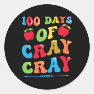 100 Days Of Cray Cray - Apples And Books 1 Classic Round Sticker